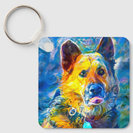 Halo: Porträtt i en tysk shepherd Nyckelring