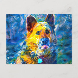 Halo: Porträtt i en tysk shepherd Vykort