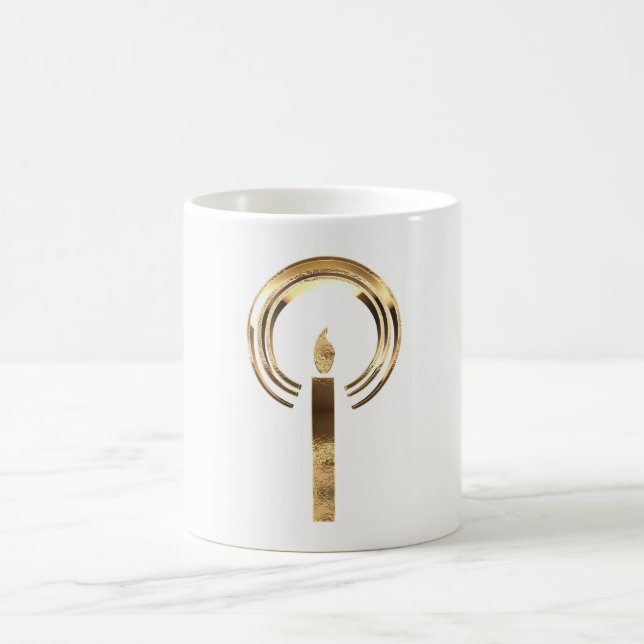 Halo runt Candle Flame Elegant Guld jul Kaffemugg (Center)