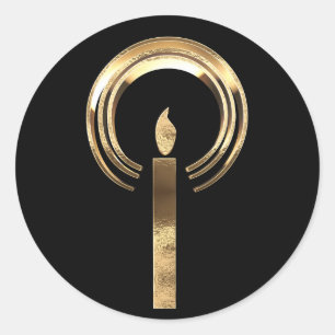 Halo runt Eleganten Candle Flame Black Guld Klistermärke
