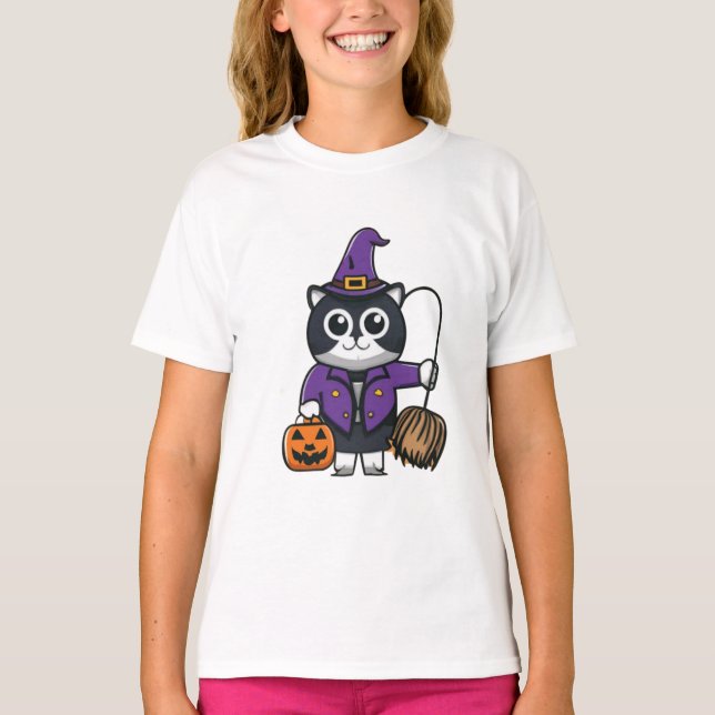 Haloowkatter roliga katter lycklig haloween-barn t shirt (Framsida)