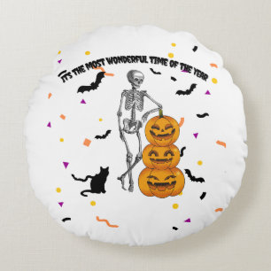 Haloween "Det är den mest underbara tiden" Rund Kudde