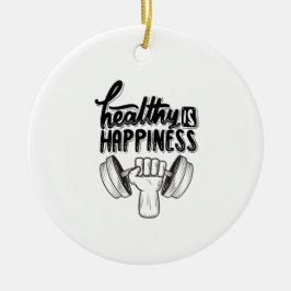 hälsa är lycka gym motivation design julgransprydnad keramik