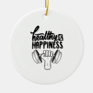 hälsa är lycka gym motivation design julgransprydnad keramik