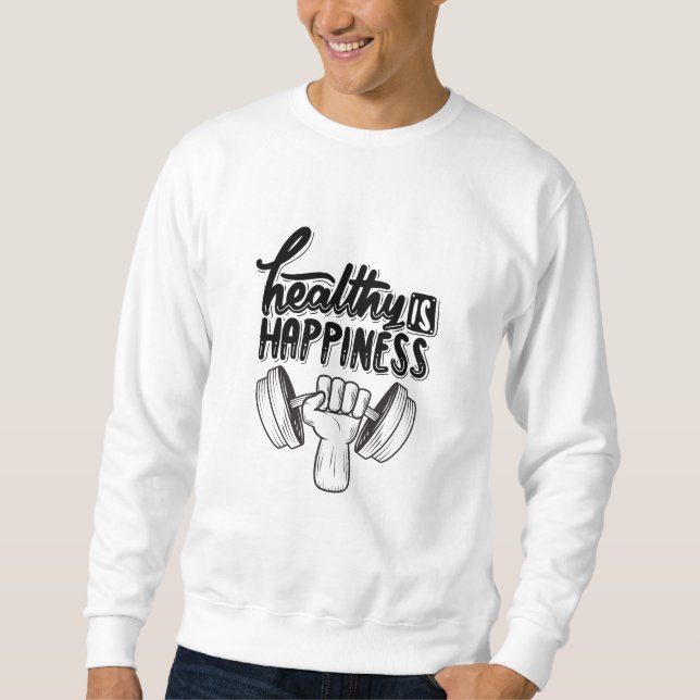 hälsa är lycka gym motivation design lång ärmad tröja (Framsida)