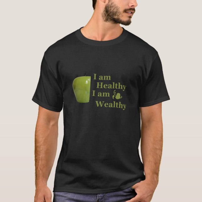 Hälsa är välståndsmotiverade positiva citat t shirt (Framsida)