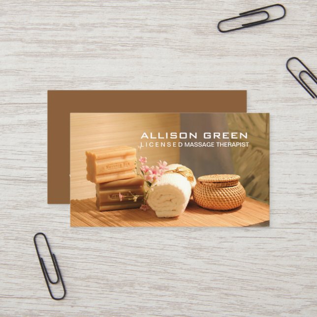 Hälsa Aromaterapi SPA Salon Massage-terapeut Visitkort (Fram/Back In Situ)