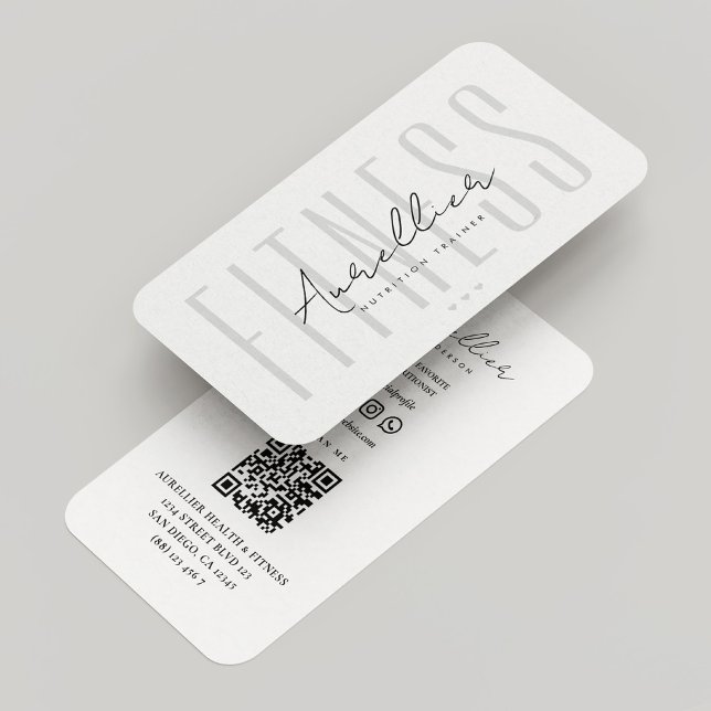 Hälsa Coach Fitness Nutritionist Minimal White Visitkort (Wellness Coach Fitness Nutritionist Minimal White Business Card
)