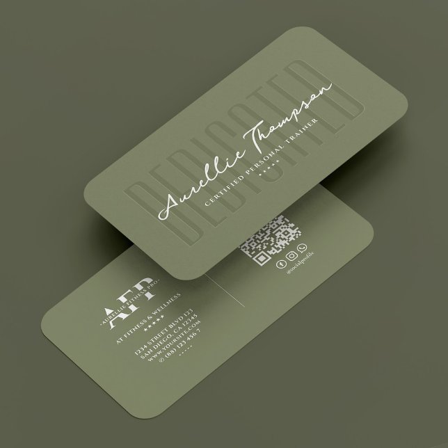 Hälsa Coach Modern Personal Trainer Sage Grönt Visitkort (Wellness Coach Modern Personal Trainer Sage Green Business Card
)