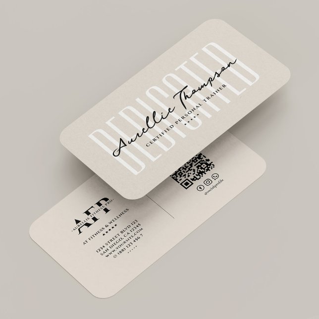 Hälsa Coach Modern Personal Trainer Sand Beige Visitkort (Wellness Coach Modern Personal Trainer Sand Beige Business Card
)