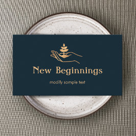 Hälsa Counselor Hand Holding Löv Plant Visitkort