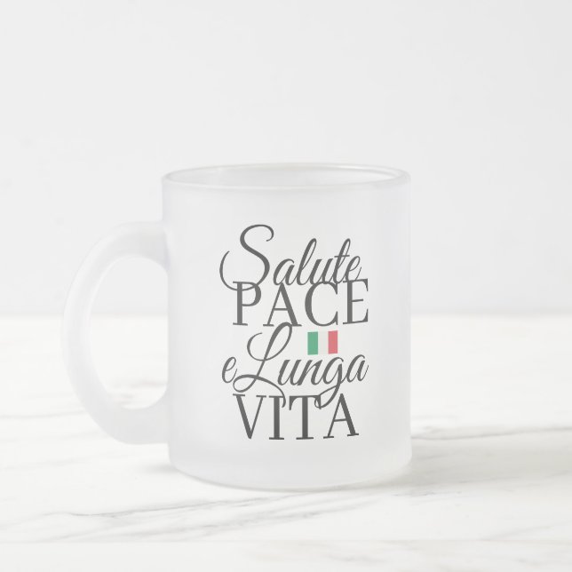 Hälsa, Fred, och Långt Liv  Frostad Glasmugg (Vänster)