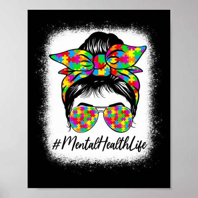 Hälsa Messy Bun Women Stöder medvetandegörandet om Poster (Framsidan)