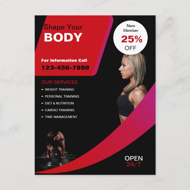 Hälsa och Fitness Business Vykort (Framsida)