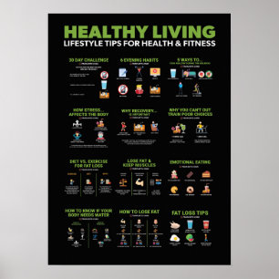 Hälsa och Fitness Infografik - Diet and Exercise Poster