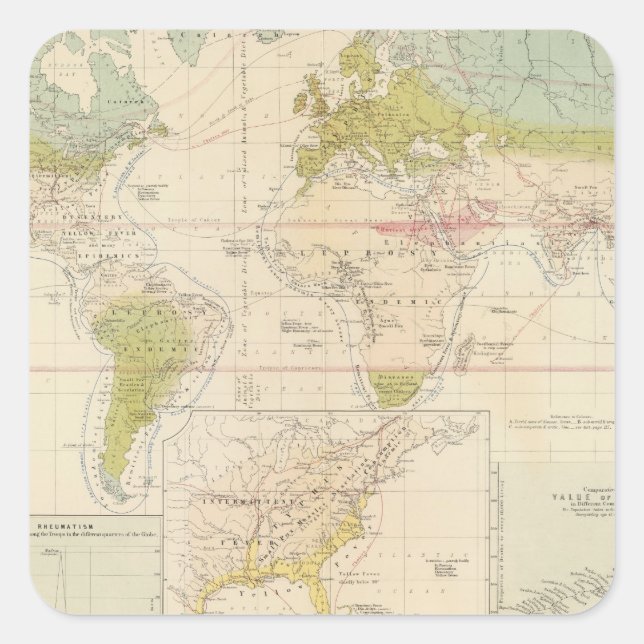 Hälsa, sjukdom fyrkantigt klistermärke (Framsida)