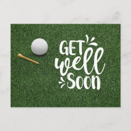 Hälsa snart Golfer med två golfbollar och tee P Vykort