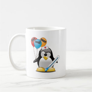 Hälsa snart. Pingvinsjuksköterska. Kaffemugg