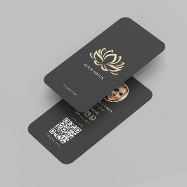 Hälsa Spa Hair Beauty Esthetician Guld Lotus Visitkort