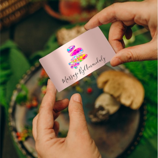 Hälsa Spa-massage Reflexology Holograph Visitkort (Wellness Spa Massage Therapy Reflexology Holograph Business Card)