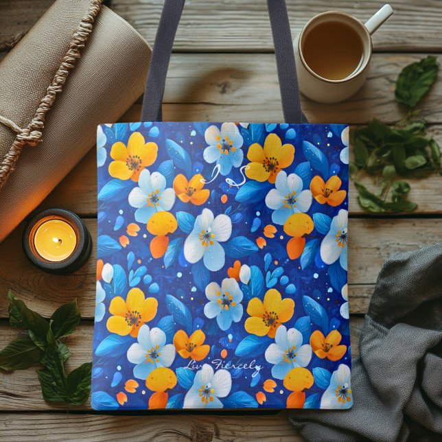 Hälsa Tote Bag och Gult Blommigt Tygkasse (Skapare uppladdad)