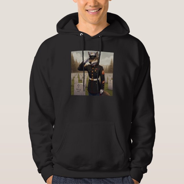 Hälsande Marine Corps Wolf  Hoodie (Framsida)