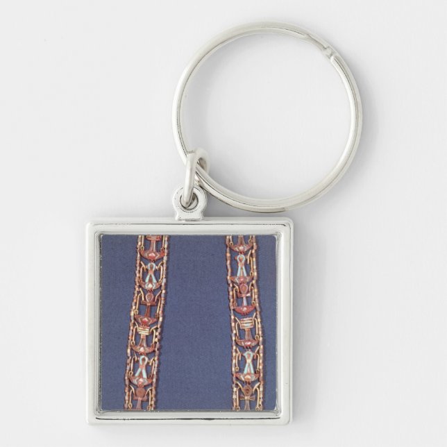 Halsband av resningsolen fyrkantig silverfärgad nyckelring (Framsidan)