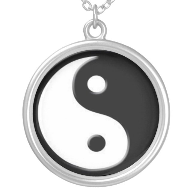 Halsband för hänge för silverYin Yang symbol (Framsidan)