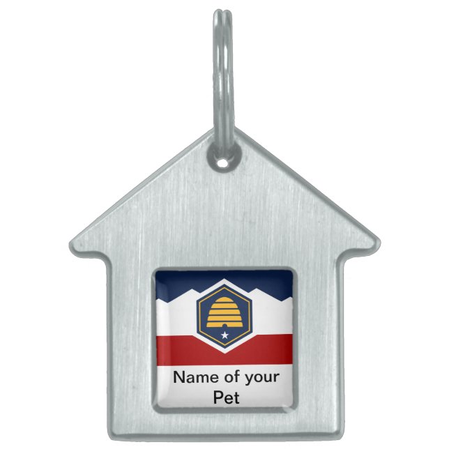 Halsband med Utahs flagga, USA ID-bricka Husdjur (Framsidan)