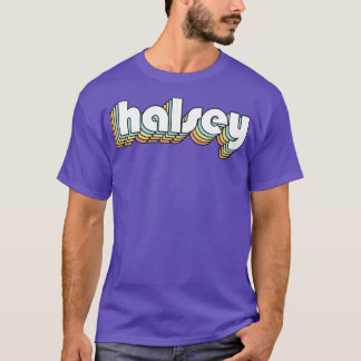 Halsey Retro Rainbow Typography Faded Stil T Shirt