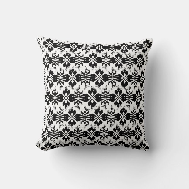 Hälsingemönster - Pillow - Schablon Ornament Black Kudde (Framsida)