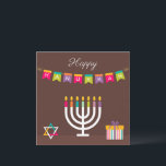 Hälsning Anteckningskort<br><div class="desc">Lycklig Hanukkah, färgstark design.</div>