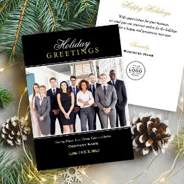 Hälsning Black and Guld Business Company Photo Julkort