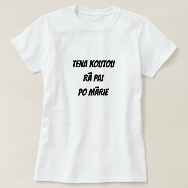 hälsning, bra dag, bra natt i Maori T Shirt (Design framsida)