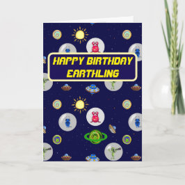 Hälsning Earthling Grattis på födelsedagen Card Inbjudan