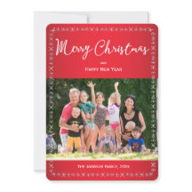 Hälsning-familjfoto för Round Red-julkort