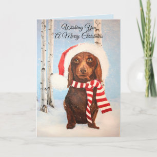 Hälsning för jul för Santa taxhund Helgkort
