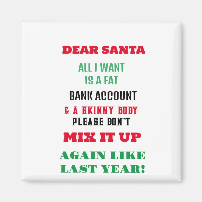 Hälsning för Jultomten och önskemål Magnet (Framsidan)