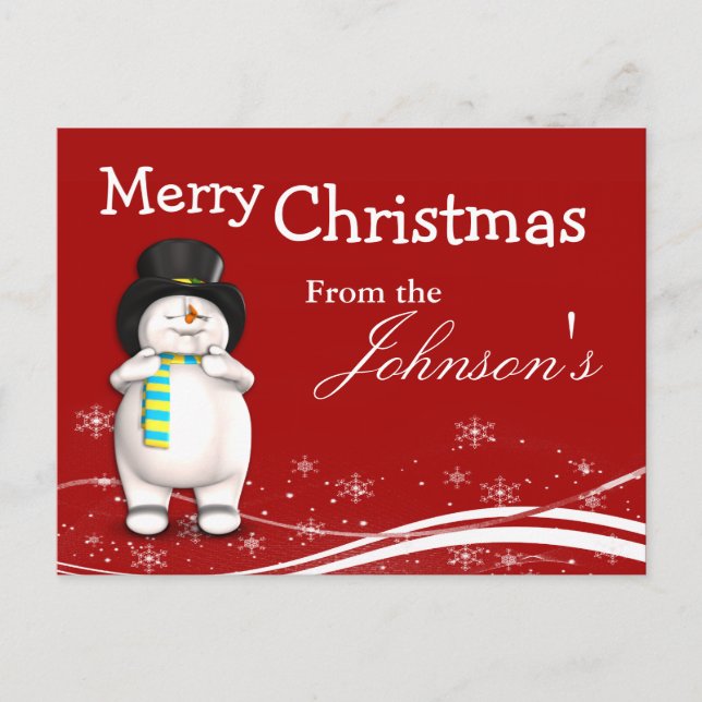 Hälsning för tecknadsnögubbejul helg vykort (Framsida)