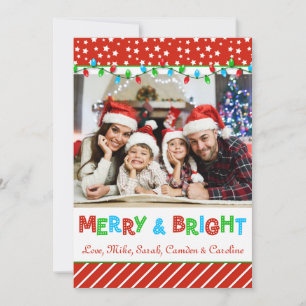 Hälsning-fotokort för julfamiljen Ljus Julkort