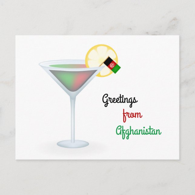 Hälsning från Afghanistan Cocktail Helgdag Card Helg Vykort (Framsida)