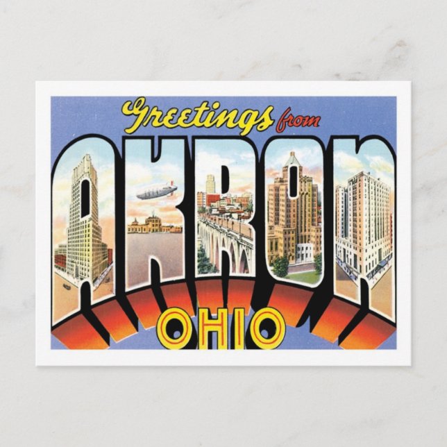 Hälsning från Akron Ohio US City Vykort (Framsida)