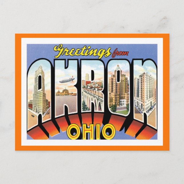 Hälsning från Akron Ohio US City Vykort (Framsida)