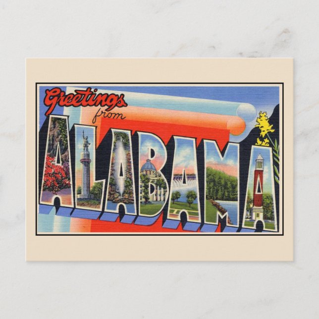 Hälsning från Alabama Large Brev vykort (Framsida)