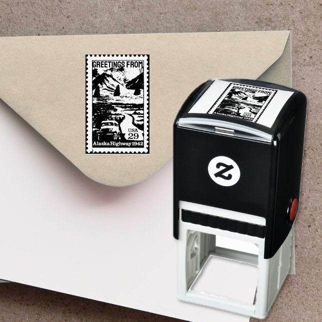 Hälsning från Alaska Retro Frimärke Självfärgande Stämpel (Greetings from Alaska Retro Stamp)