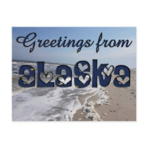 Hälsning från Alaska Statlig flagga Hearts USA