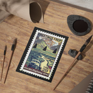 Hälsning från Alaska Vintage Postage Frimärke Vykort