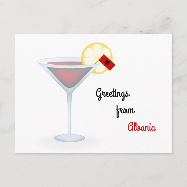 Hälsning från Albaniens Helgdag Cocktail Helg Vykort (Framsida)