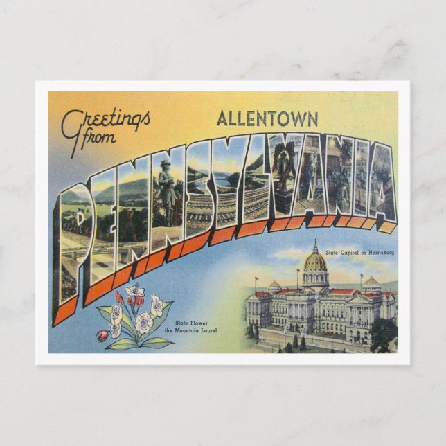 Hälsning från Allentown, Pennsylvania Travel Vykort (Framsida)
