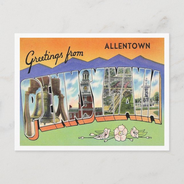 Hälsning från Allentown, Pennsylvania Travel Vykort (Framsida)